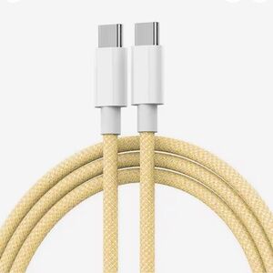 2m - Yellow USB-C to Type C Woven Charging Cable for iPhone Android Fast Charge